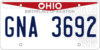OH license plate GNA3692