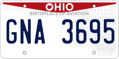 OH license plate GNA3695