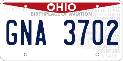 OH license plate GNA3702
