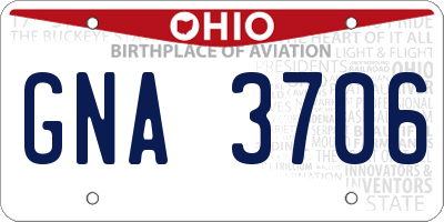 OH license plate GNA3706