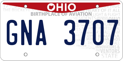OH license plate GNA3707