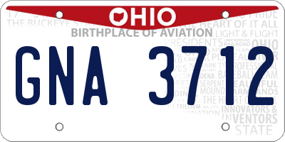 OH license plate GNA3712