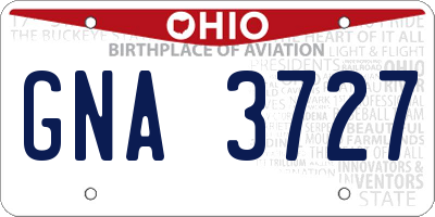 OH license plate GNA3727