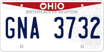 OH license plate GNA3732