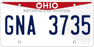OH license plate GNA3735