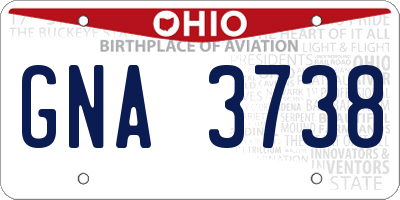 OH license plate GNA3738