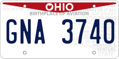 OH license plate GNA3740