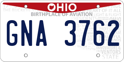 OH license plate GNA3762