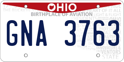 OH license plate GNA3763