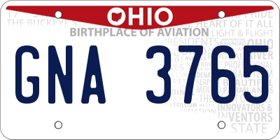 OH license plate GNA3765