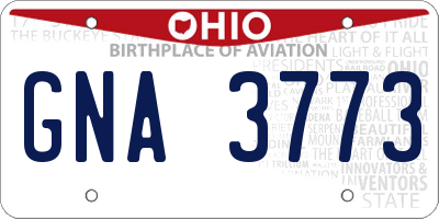 OH license plate GNA3773