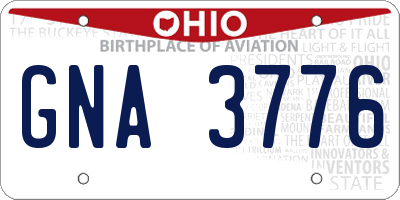 OH license plate GNA3776