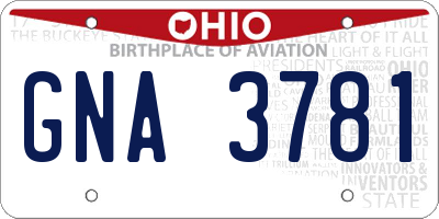 OH license plate GNA3781