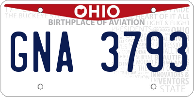 OH license plate GNA3793