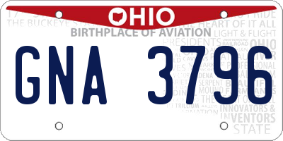 OH license plate GNA3796
