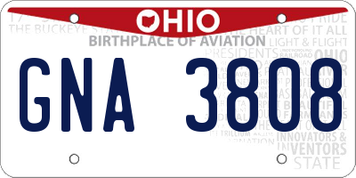 OH license plate GNA3808