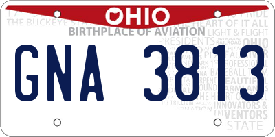 OH license plate GNA3813