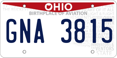 OH license plate GNA3815