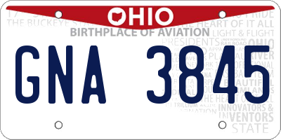 OH license plate GNA3845