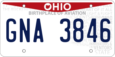 OH license plate GNA3846
