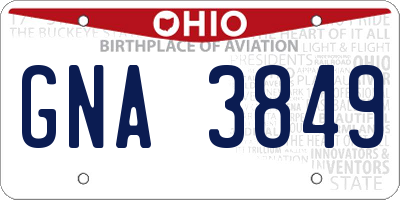 OH license plate GNA3849