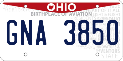 OH license plate GNA3850