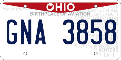 OH license plate GNA3858