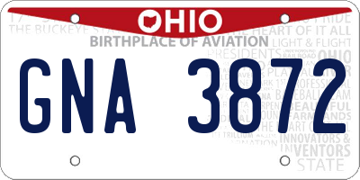 OH license plate GNA3872