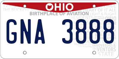 OH license plate GNA3888