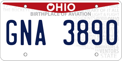 OH license plate GNA3890