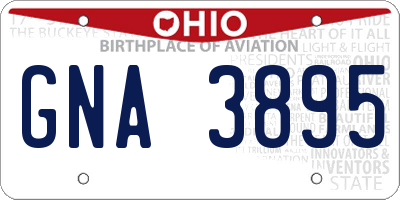OH license plate GNA3895