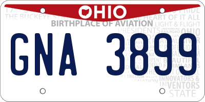 OH license plate GNA3899