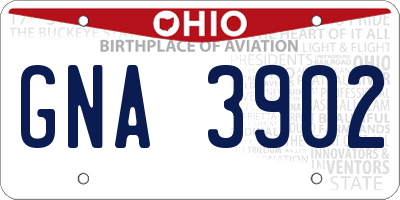 OH license plate GNA3902