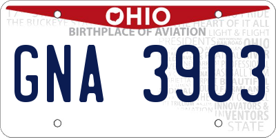 OH license plate GNA3903