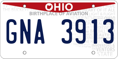 OH license plate GNA3913