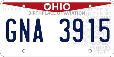 OH license plate GNA3915