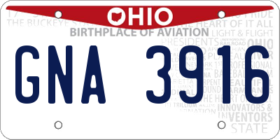 OH license plate GNA3916