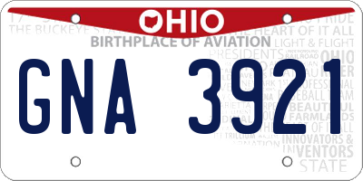 OH license plate GNA3921