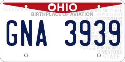 OH license plate GNA3939