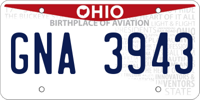 OH license plate GNA3943