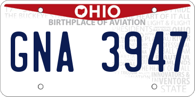 OH license plate GNA3947