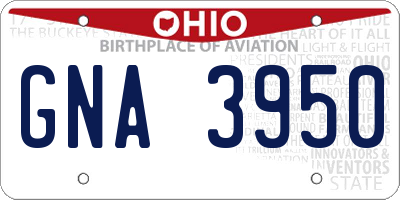 OH license plate GNA3950