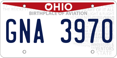 OH license plate GNA3970