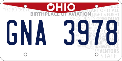 OH license plate GNA3978