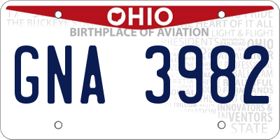 OH license plate GNA3982