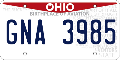 OH license plate GNA3985
