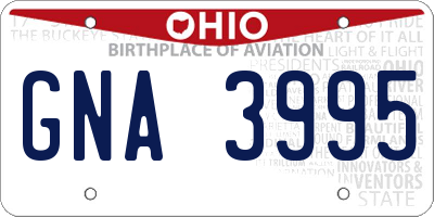 OH license plate GNA3995