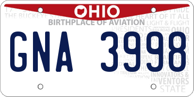 OH license plate GNA3998
