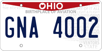 OH license plate GNA4002