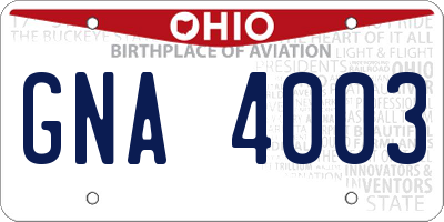 OH license plate GNA4003